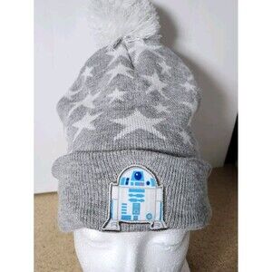 Star Wars BB-8 Beanie Hat Cap Gray Stars Pompom Movie Winter‎ One Size
